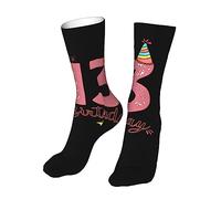 Oudrspo Sock Happy 13th Birthday Gifts Women's Girls Novelty Funny Crew Socks, Black