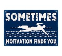 Oudrspo Sometimes Motivation Finds You Metal Tin Sign, Funny Shark Sign For Home Office Bedroom Learning Accessories Garage Bar Pub Cafe Shop Car Wall Art Decor Sign 12x8 Inch