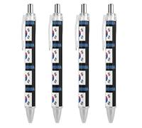 Oudrspo South Korea Flag Retractable Ballpoint Pens Black Gel Ink Pen Smooth Writing for Office Home Work
