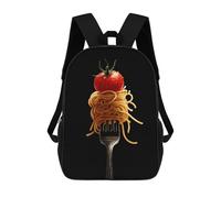 Oudrspo Spaghetti Pasta Noodles Italian Food Classic 17 Inch Backpack Daypack | Travel Daypacks Casual Shoulder Bag with Adjustable Strap for Men Women