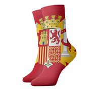 Oudrspo Spanish Flag Athletic Tube Socks Black Socks Running Socks Breathable Casual Sports Socks