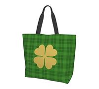 Oudrspo St. Patrick's Day Shamrock Tote Bag for Women Reusable Grocery Bags Cute Clover Tote Shopping Bags for Shopping Beach