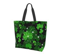 Oudrspo St. Patrick's Day Shamrock Tote Bag for Women Reusable Grocery Bags Cute Clover Tote Shopping Bags for Shopping Beach