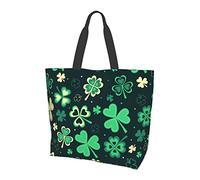 Oudrspo St. Patrick's Day Shamrock Tote Bag for Women Reusable Grocery Bags Cute Clover Tote Shopping Bags for Shopping Beach