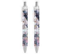 Oudrspo style-13 Floral Abstract Painting Ballpoint Pen Slim Retractable Black Ink 0.5 Mm Ballpoint Pen for Writing And Signing Home School Office 2 PCS