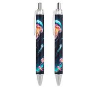 Oudrspo style-16 Floral Abstract Painting Ballpoint Pen Slim Retractable Black Ink 0.5 Mm Ballpoint Pen for Writing And Signing Home School Office 2 PCS