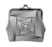 Oudrspo Style (274) Gray Abstract Op Also Known As Optical is Style Visual That Makes Use Illusions Geometric Vintage Kiss-Lock Coin Purses for Women, Stylish Change Purse Wallets