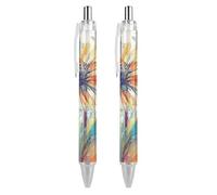 Oudrspo style-3 Floral Abstract Painting Ballpoint Pen Slim Retractable Black Ink 0.5 Mm Ballpoint Pen for Writing And Signing Home School Office 2 PCS