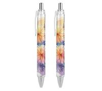 Oudrspo style-5 Floral Abstract Painting Ballpoint Pen Slim Retractable Black Ink 0.5 Mm Ballpoint Pen for Writing And Signing Home School Office 2 PCS