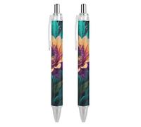 Oudrspo style-6 Floral Abstract Painting Ballpoint Pen Slim Retractable Black Ink 0.5 Mm Ballpoint Pen for Writing And Signing Home School Office 2 PCS