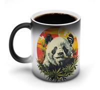 Oudrspo Style A Panda Smoking Weed Funny Color Changing Coffee Mug Hot Heat Sensitive Cup with Handle Ceramic Mugs 11 Oz