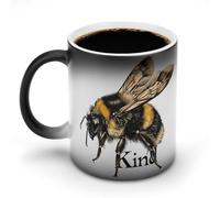 Oudrspo Style Be Kind Bee Funny Color Changing Coffee Mug Hot Heat Sensitive Cup with Handle Ceramic Mugs 11 Oz