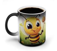 Oudrspo Style Bee Ceramic Coffee Mug 11oz Heat Sensitive Magic Coffee Mug Color Changing Coffee Cup Tea Cup for Women Men