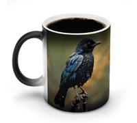 Oudrspo Style Bird on Rainy Day Ceramic Coffee Mug 11oz Heat Sensitive Magic Coffee Mug Color Changing Coffee Cup Tea Cup for Women Men
