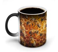 Oudrspo Style Honey Bee Funny Color Changing Coffee Mug Hot Heat Sensitive Cup with Handle Ceramic Mugs 11 Oz
