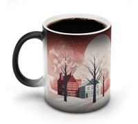 Oudrspo Style Houses Next to Each Other Ceramic Coffee Mug 11oz Heat Sensitive Magic Coffee Mug Color Changing Coffee Cup Tea Cup for Women Men