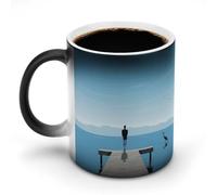 Oudrspo Style Lonely Back Ceramic Coffee Mug 11oz Heat Sensitive Magic Coffee Mug Color Changing Coffee Cup Tea Cup for Women Men