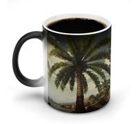 Oudrspo Style Palm Tree Tropical Ceramic Coffee Mug 11oz Heat Sensitive Magic Coffee Mug Color Changing Coffee Cup Tea Cup for Women Men
