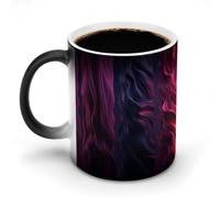 Oudrspo Style Purple Wavy Stripes Ceramic Coffee Mug 11oz Heat Sensitive Magic Coffee Mug Color Changing Coffee Cup Tea Cup for Women Men