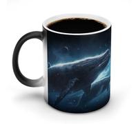 Oudrspo Style Whales Traveling in Space Ceramic Coffee Mug 11oz Heat Sensitive Magic Coffee Mug Color Changing Coffee Cup Tea Cup for Women Men
