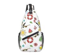 Oudrspo Summer Watermelon Ice Cream Hawaii Sling Backpack - Summer Beach Crossbody Shoulder Bag & Chest Bag for Men & Women