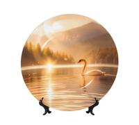 Oudrspo Swan in The Lake Pattern Decorative Plate, 10in Microwave/Oven/Dishwasher Safe, Scratch Resistant, for Living Room Decor, Entryway Art, Gift for Home