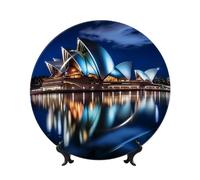 Oudrspo Sydney Opera House Pattern Decorative Plate, 7in Microwave/Oven/Dishwasher Safe, Scratch Resistant, for Living Room Decor, Entryway Art, Gift for Home