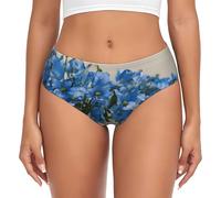 Oudrspo Teal Grey And White Floral Print Women'S Briefs Premium Elastic Underwear For All-Day Comfort