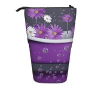 Oudrspo Telescopic Pencil Case Durable Red Flower White Daisy Standing Pencil Bag for Office Stationery Case Pencil Holder Pencil Bag Stand Up Pen Pencil Pouch for Work 7 - 5 7 Inch