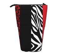 Oudrspo Telescopic Pencil Case Red Poppy Flower Print Standing Pencil Bag Stationery Case Telescopic Pen Holder Pencil Holder for Office Work