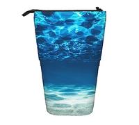 Oudrspo Telescopic Pencil Case Underwater Ocean View Print Standing Pencil Bag Stationery Case Telescopic Pen Holder Pencil Holder for Office Work