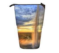 Oudrspo Telescopic Pencil Case Waterfall Chalet Print Standing Pencil Bag Stationery Case Telescopic Pen Holder Pencil Holder for Office Work