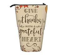 Oudrspo Thanksgiving Day Punmpkin Pencil Case Printed Standing Pencil Case Telescopic Pencil Holder Case Cute Stationery Case Office Organizer with Zipper Closure