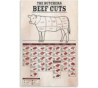 Oudrspo The Butchers Beef Cuts Metal Tin Signs Vintage Bbq Lovers Guide Posters Butchers Kitchen Farmhouse Home Wall Decor Plaques Art 12x16 Inches