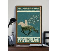 Oudrspo They Whispered to Her You Cannot Withstand the Storm Girl With Horse Poster Metal Tin Sign Wall Decor for Garage Man Cave Bar Kitchen metal tin sign 6x8 Inch