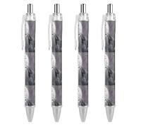 Oudrspo Three Ravens Moon Funny Ballpoint Pen Printed Retractable Black Round Barrel Fine Point Pens 0.5mm 1/2/4 Pcs