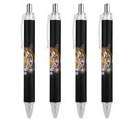 Oudrspo Tiger Animal Black Pens Ballpoint Pen Ball Point Pen Smooth Writing Gel Pens Retractable 0.5 Fine Point for School Office Tiger Animal Pattern 4 PCS