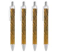 Oudrspo Tiger Print Ballpoint Pen Retractable Writing Smooth Black Ink Ball Point Pens Office Supplies 4 PCS