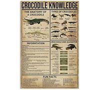 Oudrspo Tin Sign 3 Crocodile Knowledge Metal Poster The Anatomy Of A Crocodile Tin Sign School Club Cafe Bedroom Bathroom Kitchen Home Art Wall Decoration
