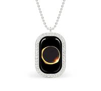 Oudrspo Total Solar Eclipse Custom Necklace for Women Rectangle Pendant Necklaces Fashion Jewelry Gifts Gold Silver