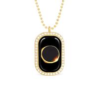 Oudrspo Total Solar Eclipse Custom Necklace for Women Rectangle Pendant Necklaces Fashion Jewelry Gifts Gold Silver