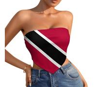 Oudrspo Trinidad and Tobago Flags 2025 Casual Off Shoulder Bandeau Crop Top Sleeveless Tanks Camis
