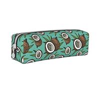 Oudrspo Tropical Fruit of Coconut Pattern Pencil Pouch Round Pen Case Portable Pencil Bag Leather Organizer with Zipper Cosmetic Pouch Bag