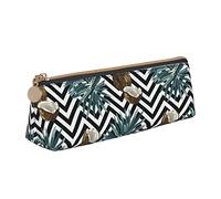 Oudrspo Tropical Fruit of Coconut Pattern Pencil Pouch Triangle Pen Case Portable Pencil Bag Leather Organizer with Zipper Cosmetic Pouch Bag