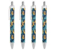 Oudrspo Tropical Monkey on Banana Ballpoint Pen Retractable Writing Smooth Black Ink Ball Point Pens Office Supplies 4 PCS