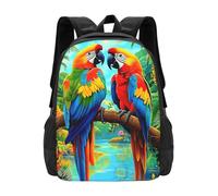 Oudrspo Tropical Parrot Bird Backpack Daypack Laptop Bag Large Travel Bags Adjustable Bag for Women Men 16.5 Inch