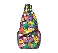 Oudrspo Tropical Summer Fruits Tropical Hawaiian Flower Sling Bag Crossbody Summer Tree Shoulder Daypack Crossbody Beach Bag Travel Hiking Chest