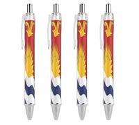 Oudrspo U.S. And Kiribati Flag Ballpoint Retractable Pen 0.5mm Smooth Writing Black Ink Ball Point Note Taking Accessories For Office 4 PCS