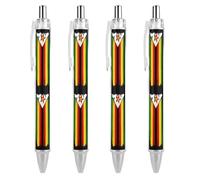 Oudrspo U.S. And Zimbabwe Flag Funny Ballpoint Pen Printed Retractable Black Round Barrel Fine Point Pens 0.5mm 1/2/4 Pcs