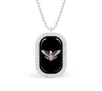 Oudrspo U.S. Flag with Bald Ea-gles Custom Necklace for Women Rectangle Pendant Necklaces Fashion Jewelry Gifts Gold Silver